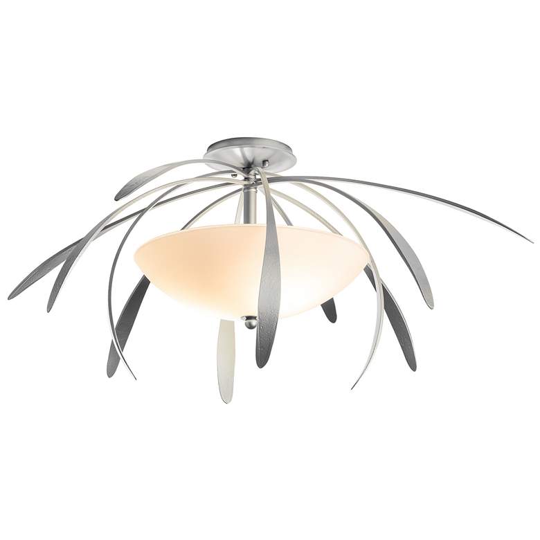 Image 1 Dahlia Medium Semi-Flush - Vintage Platinum Finish - Opal Glass