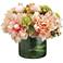 Dahlia, Peony and Rose 11" Wide Faux Flowers in Vase