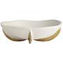 Dahlia Studios Adelaide 7" White and Gold Ceramic Round Fruit Bowl in scene