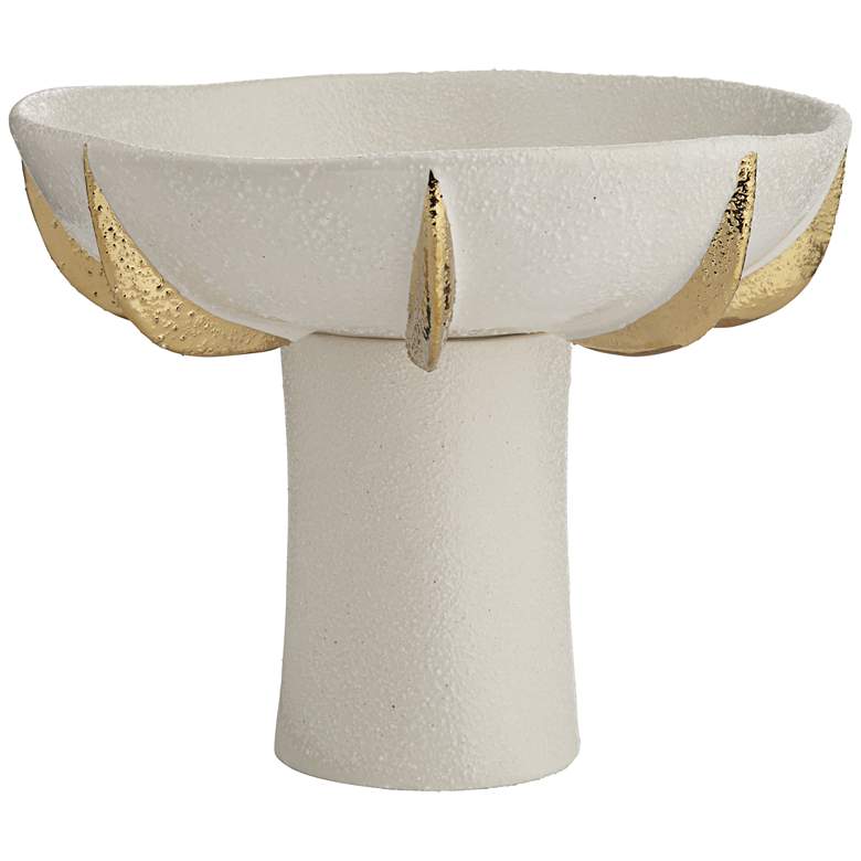 Image 3 Dahlia Studios Adelaide 9 3/4" White and Gold Ceramic Pedestal Bowl