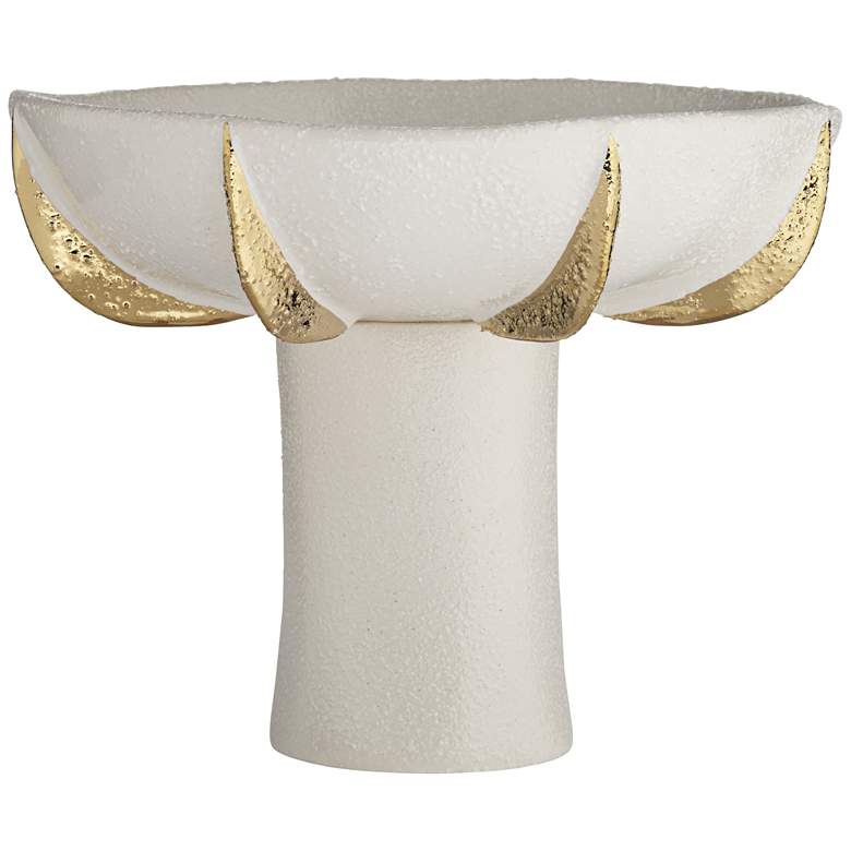 Image 6 Dahlia Studios Adelaide 9 3/4" White and Gold Ceramic Pedestal Bowl more views