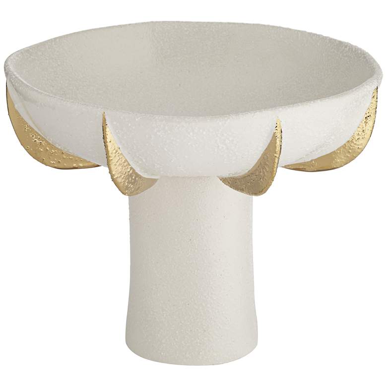 Image 7 Dahlia Studios Adelaide 9 3/4" White and Gold Ceramic Pedestal Bowl more views