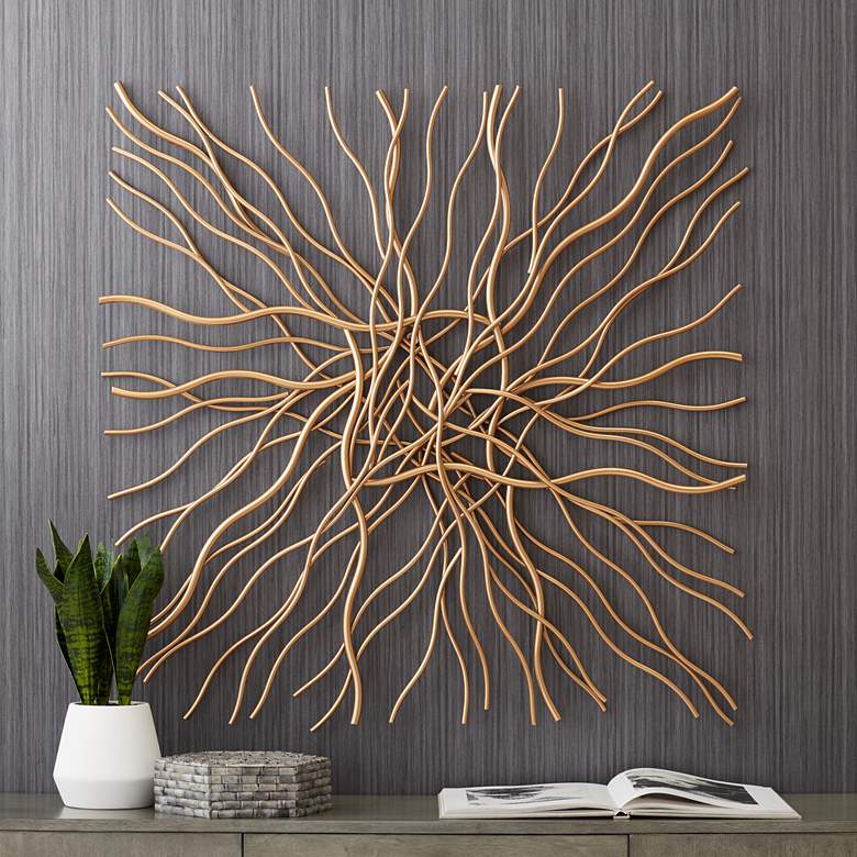 Image 1 Dahlia Studios Albright 39 3/4" x 40" Modern Metal Gold Wall Art