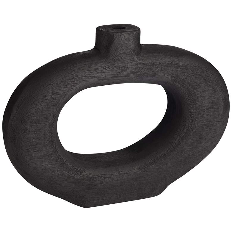 Image 3 Dahlia Studios Amaranth 12 1/4" Matte Black Wood Decorative Round Vase