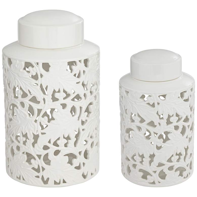 Image 2 Dahlia Studios Angelique White Ceramic Jars Set of 2