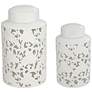 2_Dahlia Studios Angelique White Ceramic Jars Set of 2