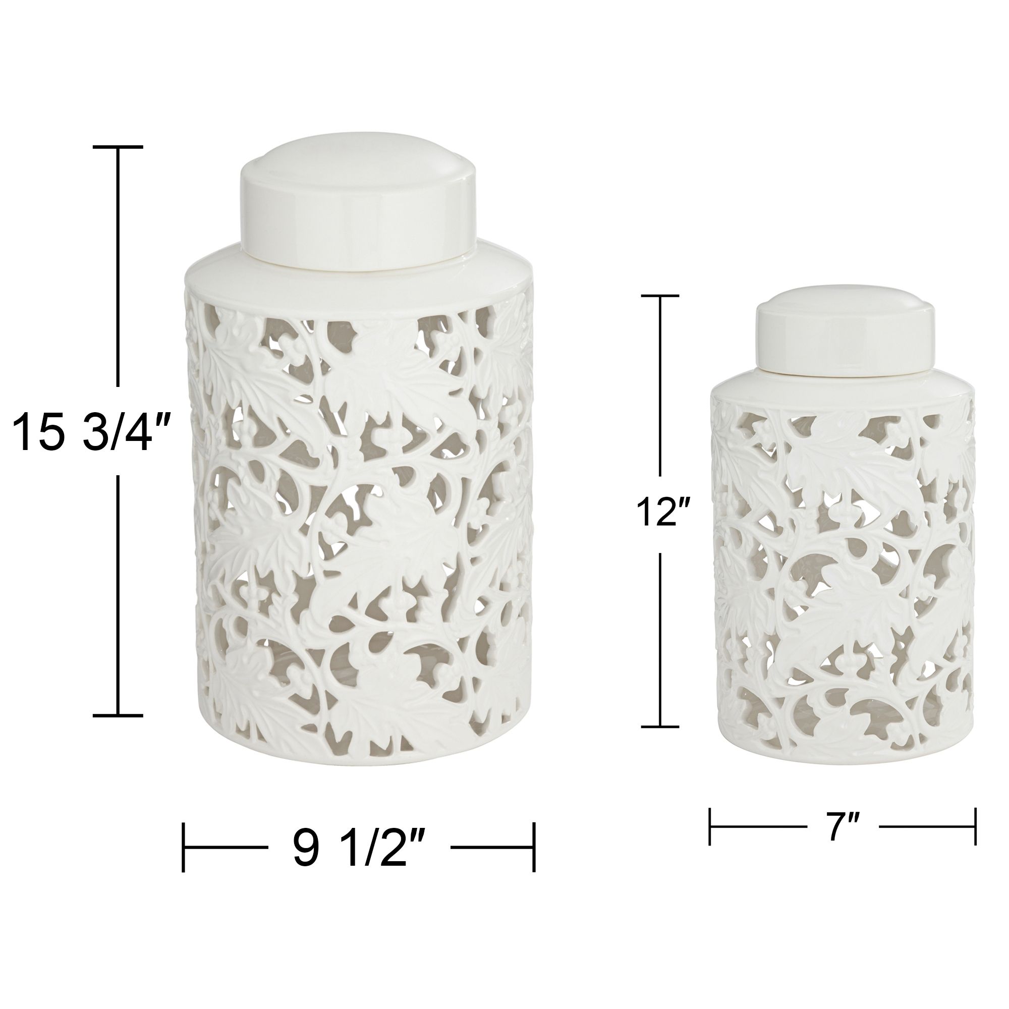 Dahlia Studios Angelique White Ceramic Jars Set of 2
