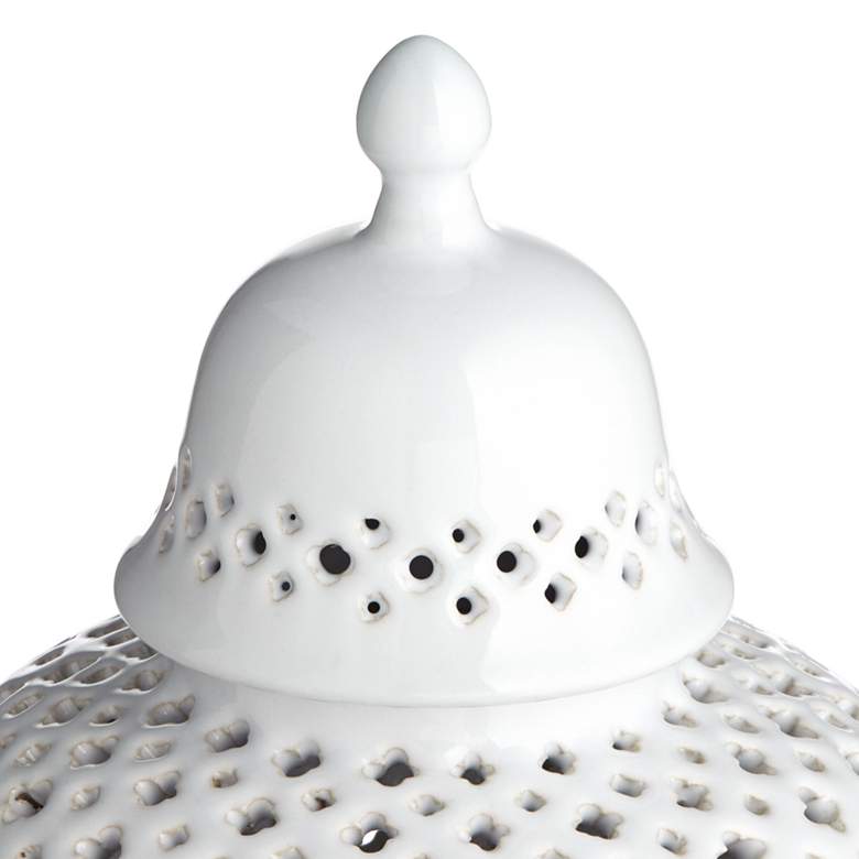 Image 4 Dahlia Studios Auten 10 1/2" Glossy White Stoneware Urn Jar with Lid more views