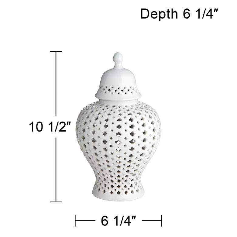 Image 7 Dahlia Studios Auten 10 1/2" Glossy White Stoneware Urn Jar with Lid more views