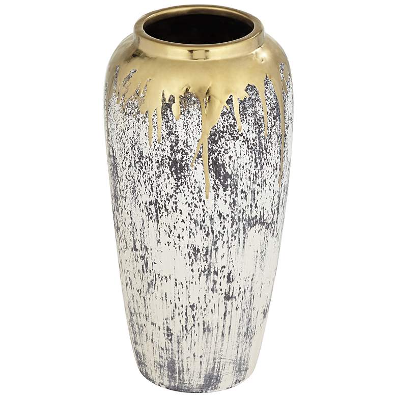 Image 3 Dahlia Studios Blythe Matte Gold and Gray 3-Piece Decorative Vase Set more views