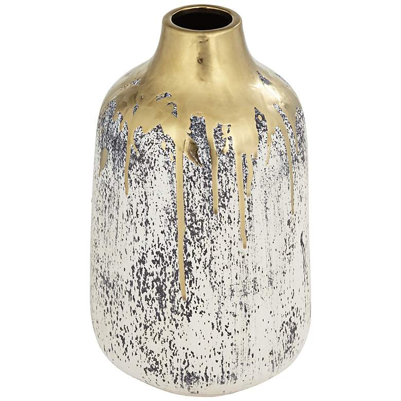 Image 5 Dahlia Studios Blythe Matte Gold and Gray 3-Piece Decorative Vase Set more views
