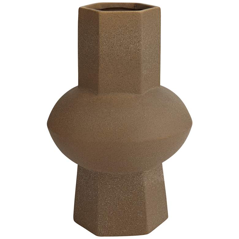 Image 3 Dahlia Studios Emery 12" High Brown Modern Ceramic Hexagonal Vase