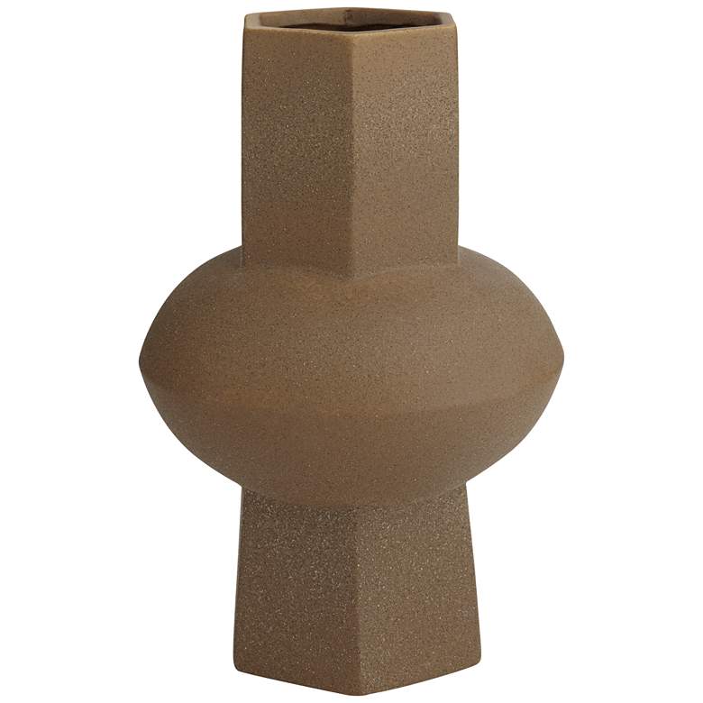 Image 6 Dahlia Studios Emery 12" High Brown Modern Ceramic Hexagonal Vase more views