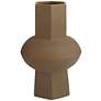 6_Dahlia Studios Emery 12" High Brown Modern Ceramic Hexagonal Vase more views
