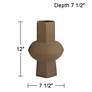 Dahlia Studios Emery 12" High Brown Modern Ceramic Hexagonal Vase in scene