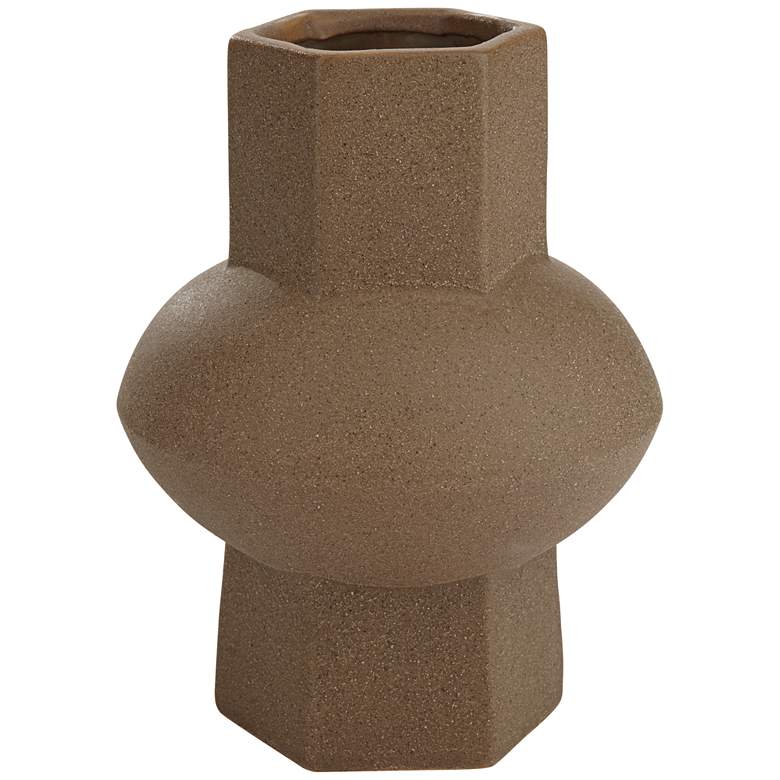 Image 3 Dahlia Studios Emery 7 3/4" High Brown Modern Ceramic Hexagonal Vase