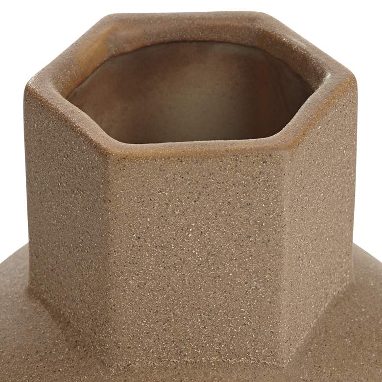 Image 4 Dahlia Studios Emery 7 3/4" High Brown Modern Ceramic Hexagonal Vase more views