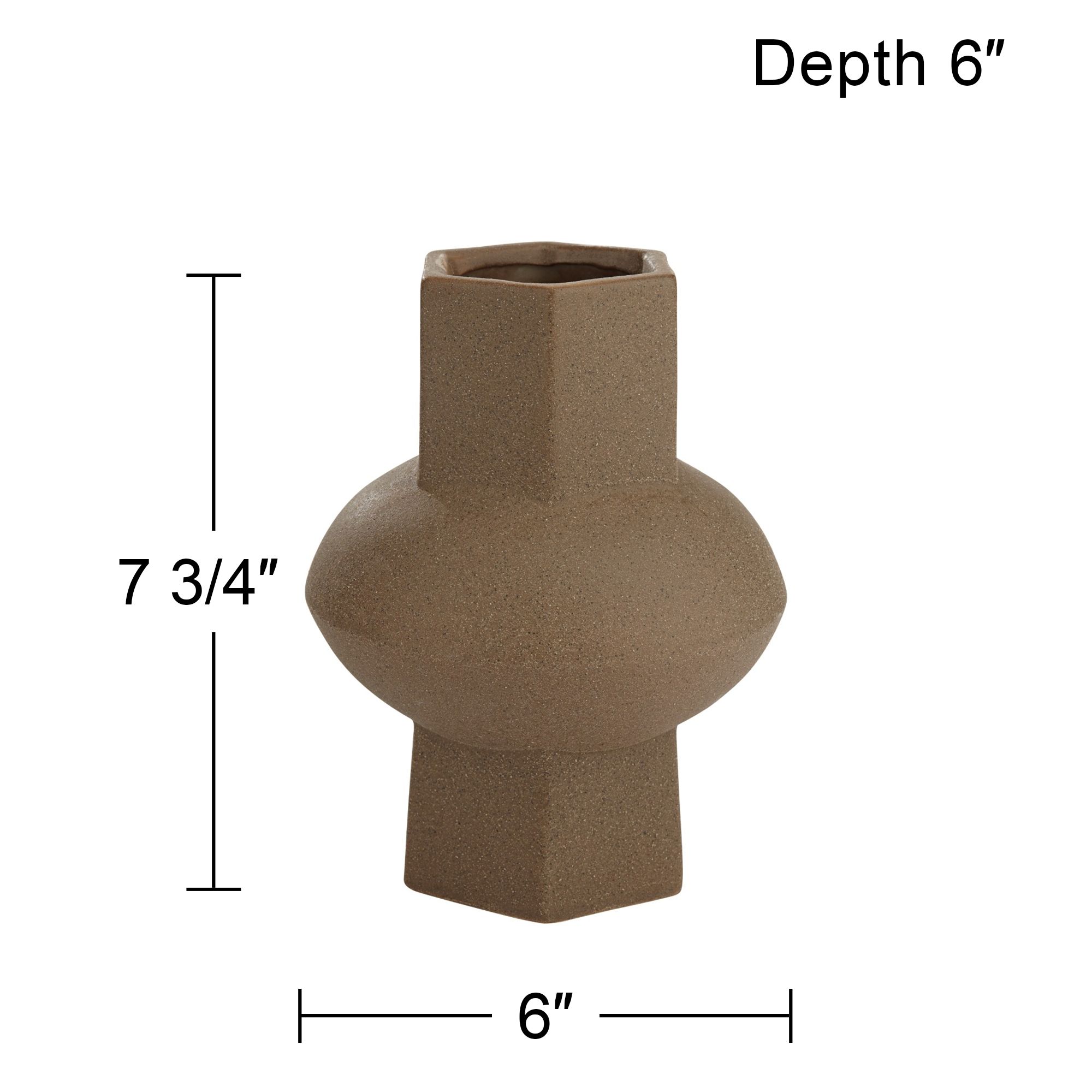 Dahlia Studios Emery 7 3/4" High Brown Modern  Ceramic Hexagonal Vase in scene