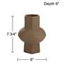 Dahlia Studios Emery 7 3/4" High Brown Modern  Ceramic Hexagonal Vase in scene
