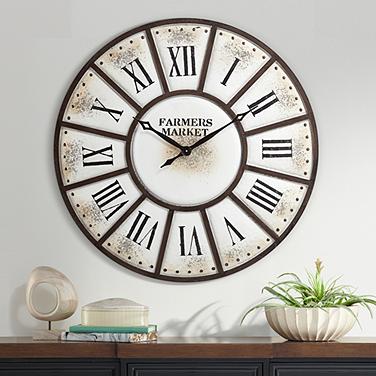 Dahlia Studios Farmers Market 39 1/4" Wide Rustic Metal Wall Clock