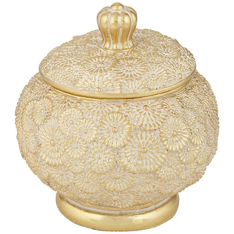 Image 3 Dahlia Studios Flavia 5 1/2" Wide Matte Gold Floral Decorative Box
