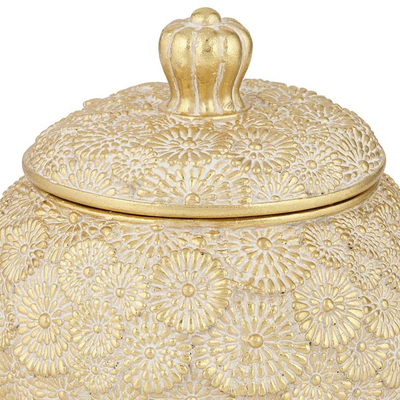 Image 4 Dahlia Studios Flavia 5 1/2" Wide Matte Gold Floral Decorative Box more views
