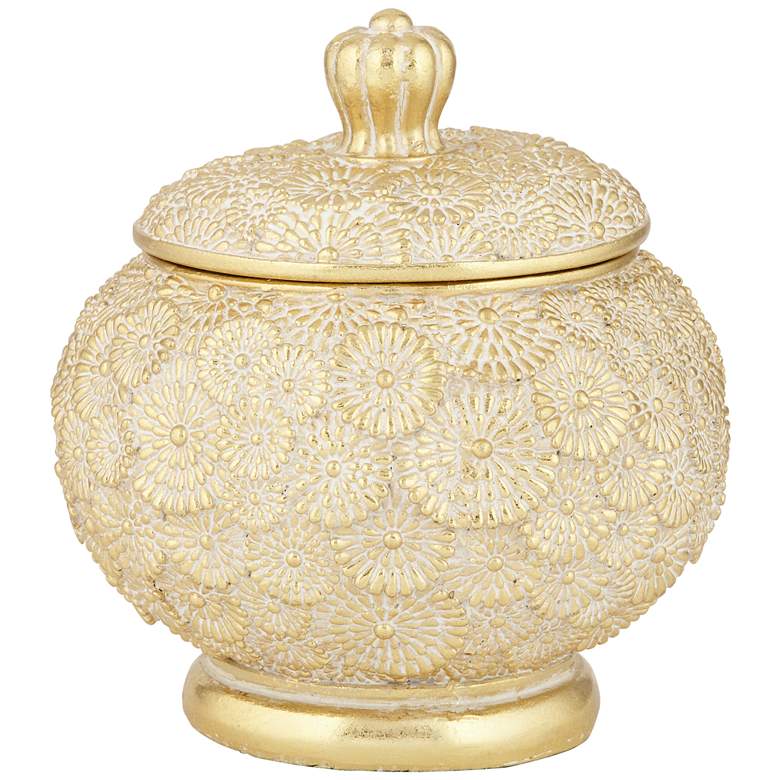 Image 5 Dahlia Studios Flavia 5 1/2" Wide Matte Gold Floral Decorative Box more views