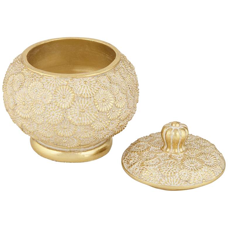 Image 6 Dahlia Studios Flavia 5 1/2" Wide Matte Gold Floral Decorative Box more views