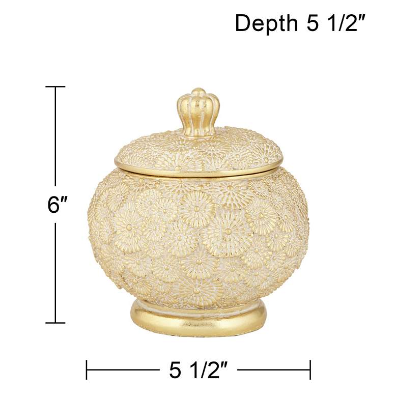 Image 7 Dahlia Studios Flavia 5 1/2" Wide Matte Gold Floral Decorative Box more views