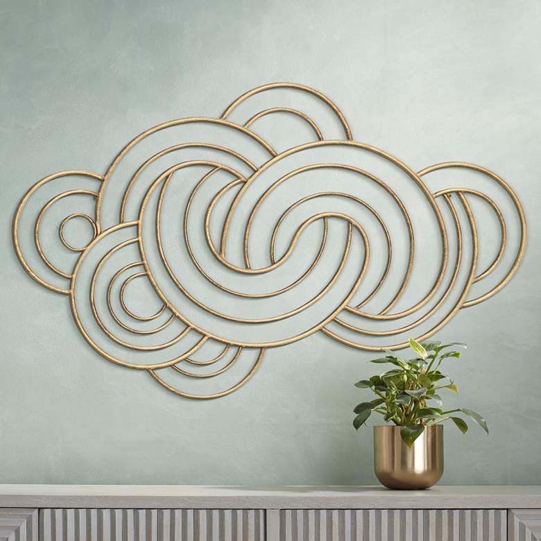Image 1 Dahlia Studios Gold Metal Arch Weave 43 1/4" Wide Metal Wall Art