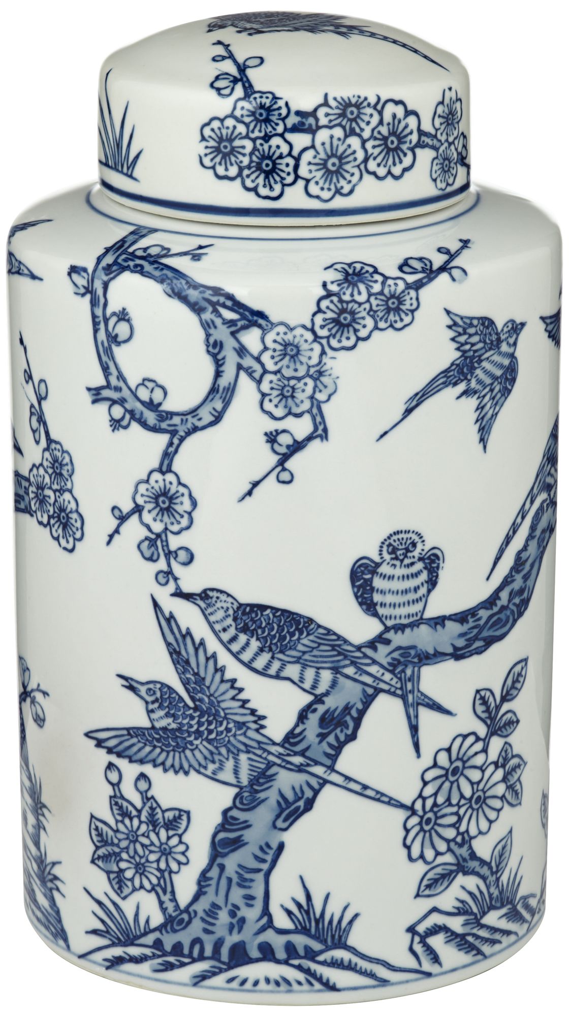 Image 3 Dahlia Studios Heather 12" High Blue and White Ceramic Ginger Jar