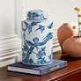 2_Dahlia Studios Heather 12" High Decorative Blue and White Ceramic Jar