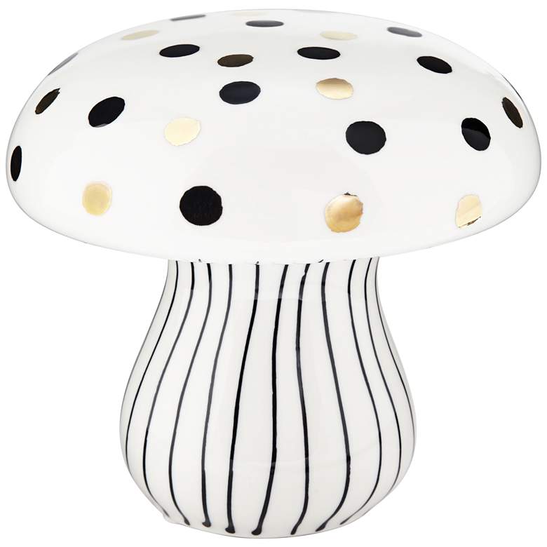 Image 3 Dahlia Studios Jemma 6" White Black Polka Dot Ceramic Mushroom