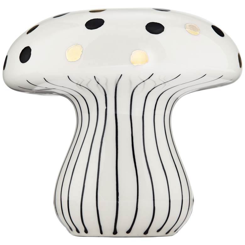 Image 6 Dahlia Studios Jemma 6" White Black Polka Dot Ceramic Mushroom more views