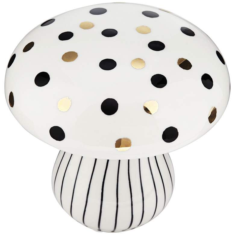 Image 7 Dahlia Studios Jemma 6" White Black Polka Dot Ceramic Mushroom more views