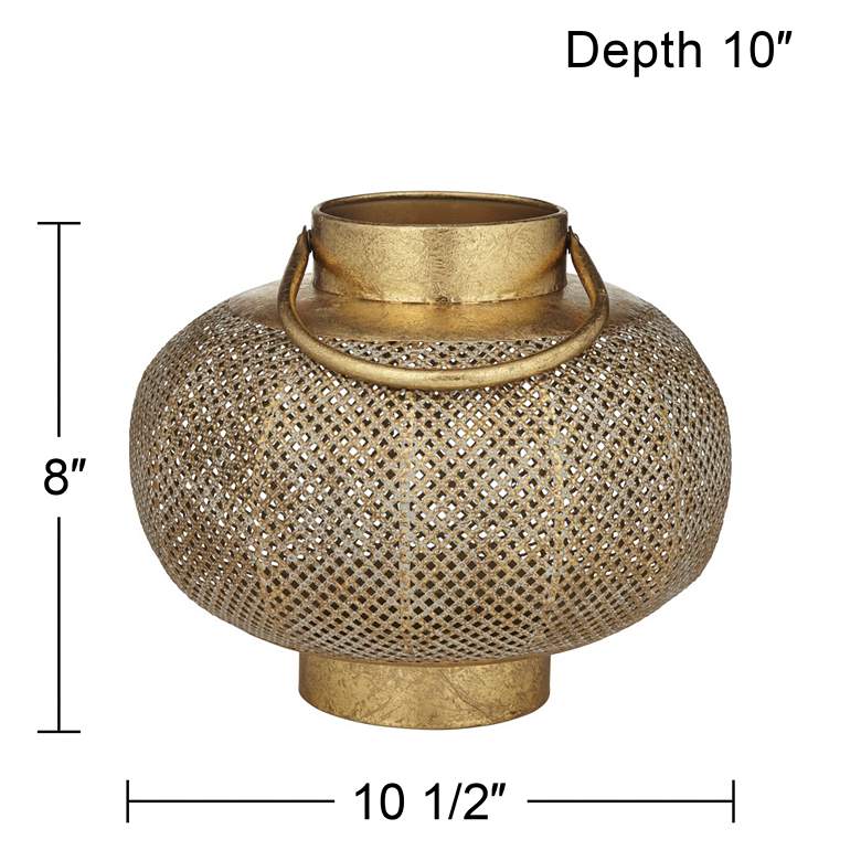 Image 7 Dahlia Studios Kaveri 10 1/2 inch Wide Gold Metal Lantern Candle Holder more views