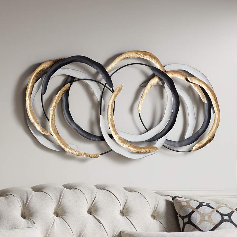 Image 1 Dahlia Studios Manhattan 38 1/4" Wide Multi-Color Fan Metal Wall Art