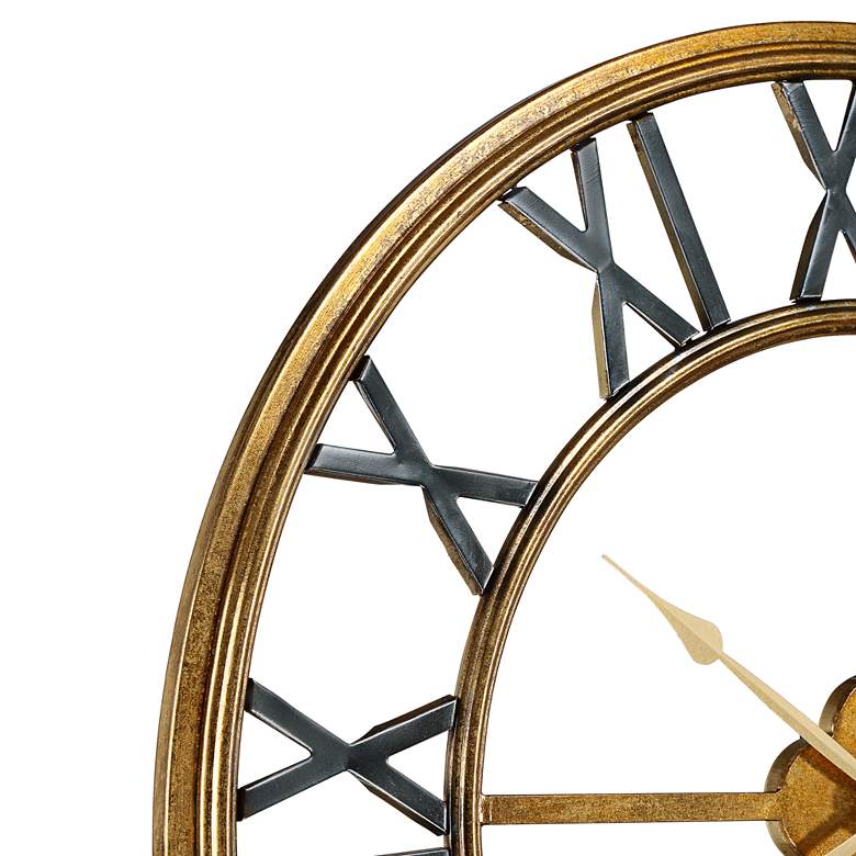 Image 3 Dahlia Studios Metallic Gold 28 3/4" Round Hand-Made Iron Wall Clock more views