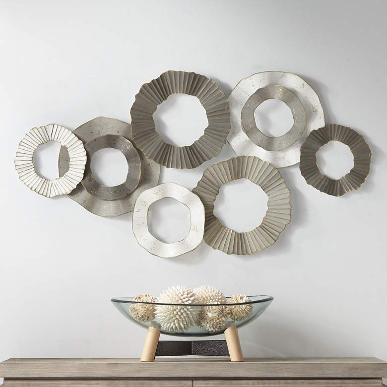 Image 1 Dahlia Studios Parade 40" Wide Gray White Taupe Ridge-Circle Wall Art