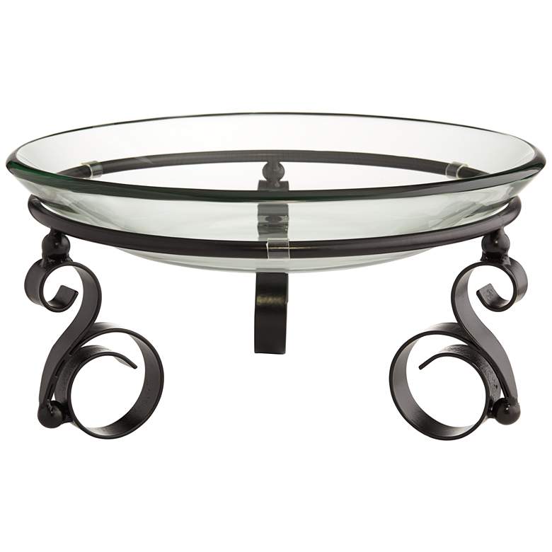 Image 1 Dahlia Studios Spanish Scroll 15" Wide Metal and Glass Bowl