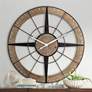 1_Dahlia Studios Starboard 36 1/2" Black Brown Rustic Compass Wall Clock