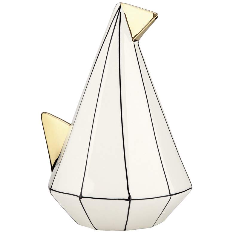 Image 2 Dahlia Studios Sydney 9 3/4" White Ceramic Geometric Bird Ornament