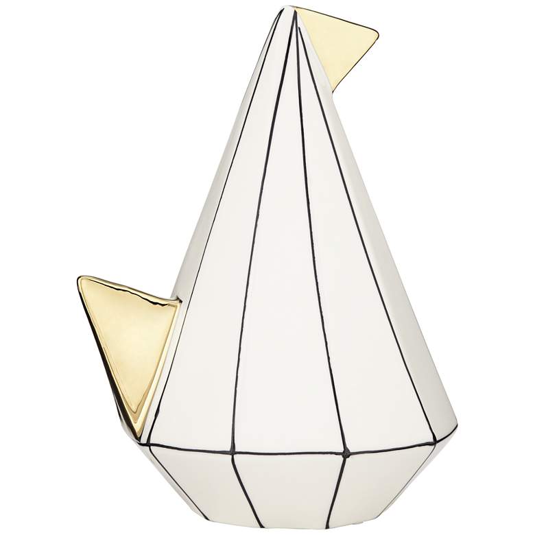 Image 5 Dahlia Studios Sydney 9 3/4" White Ceramic Geometric Bird Ornament more views
