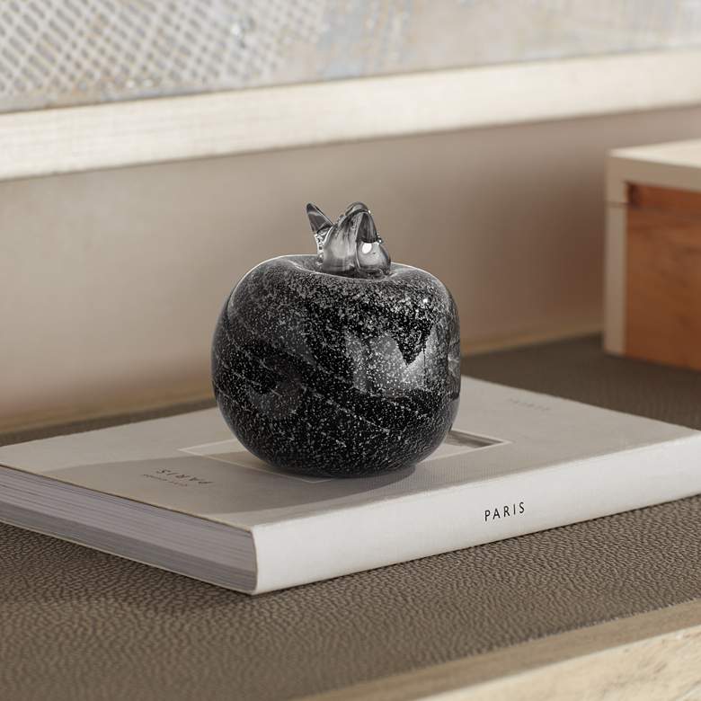 Image 2 Dahlia Studios Verity 3 1/2" Black Pomegranate Modern Glass Accent