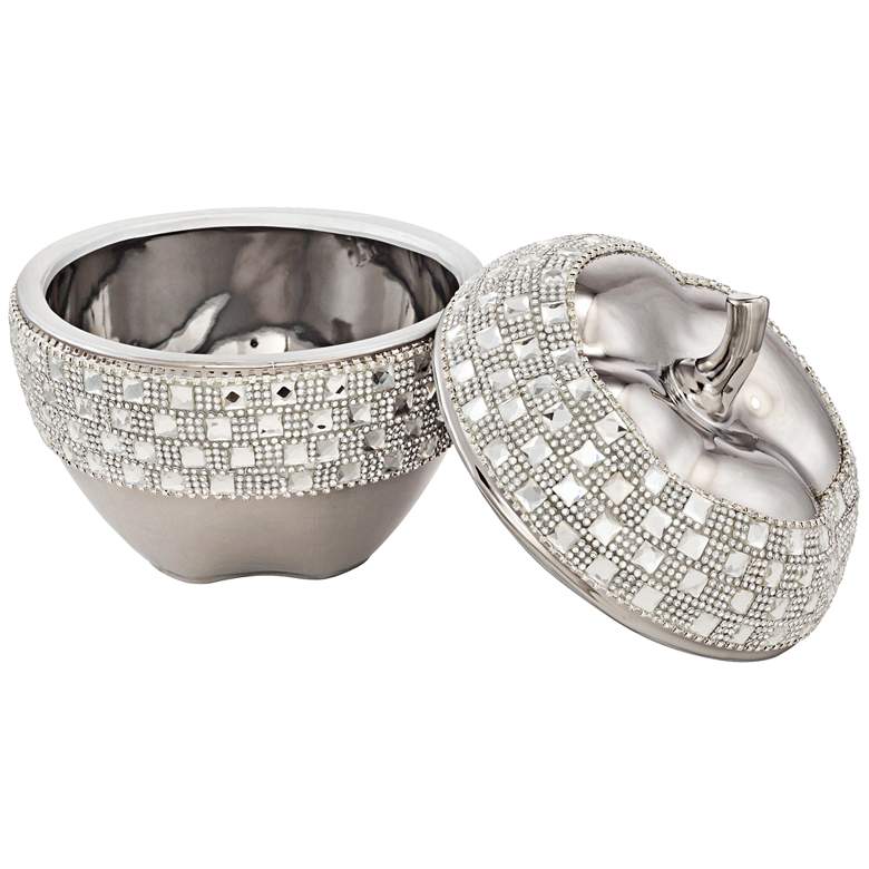 Image 4 Dahlia Studios Victoire 8 1/2" High Silver and Crystal Ceramic Apple more views