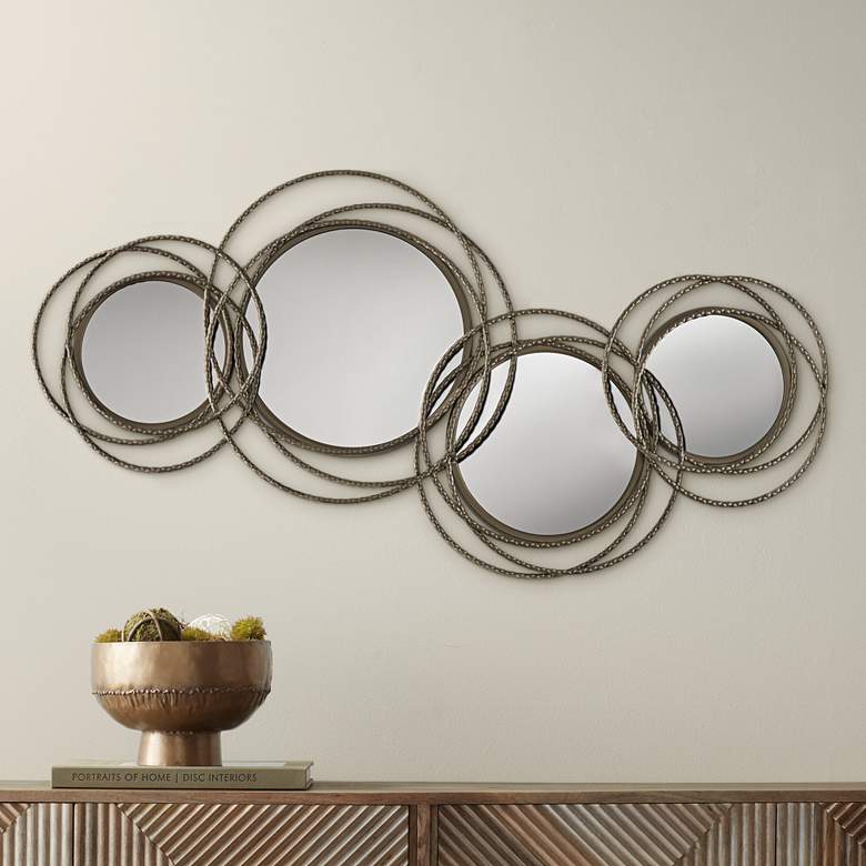 Image 1 Dahlia Studios Waverly 40 1/4" Wide Pewter Wire Metal Mirror Wall Art