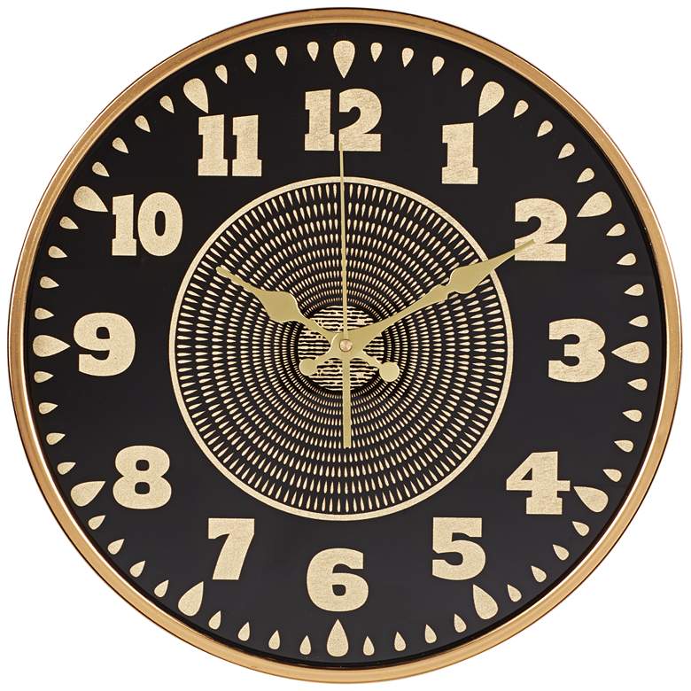 Image 2 Dahlia Studios Willeton 14 1/2" Black and Gold Round Wall Clock