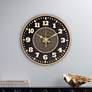 1_Dahlia Studios Willeton 14 1/2" Black and Gold Round Wall Clock