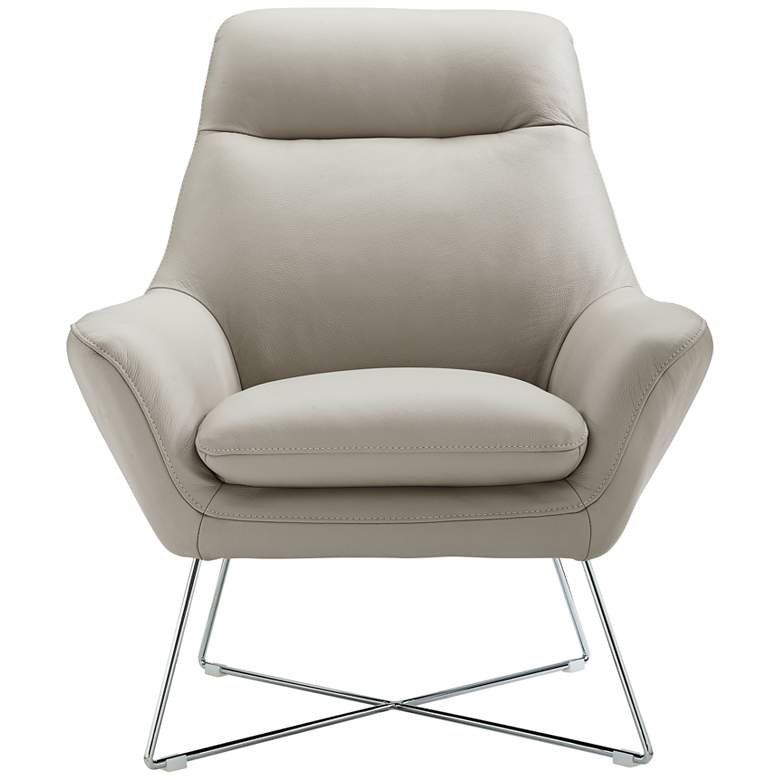 Image 1 Daiana Light Gray Top Grain Italian Leather Accent Chair