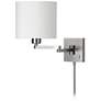 2_Dainolite 12" High Satin Chrome Swing Arm Wall Sconce With White Drum